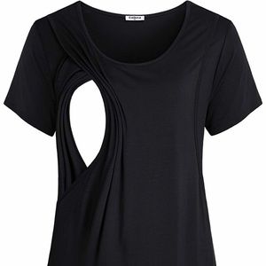 Maternity Nursing Tee Shirt Black Size Medium